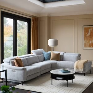 Serene Grey Fabric Recliner Right Corner Chaise Sofa