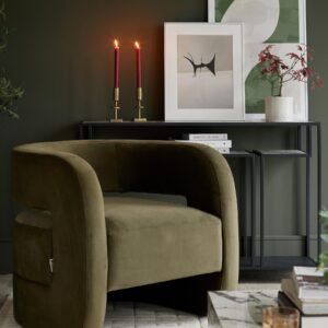 Silas olive green velvet accent chair