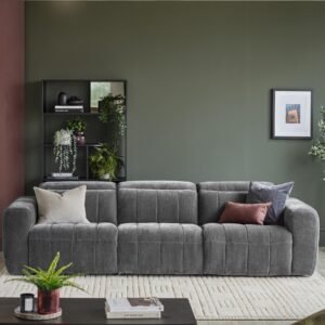 Skye dark grey fabric 3 seater recliner sofa