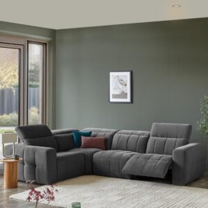 Danetti Skye dark grey fabric small corner recliner sofa