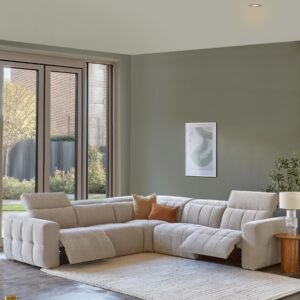 Skye light grey fabric large corner recliner sofa