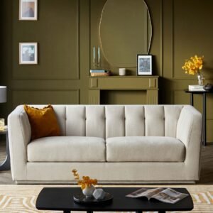 Valentina champagne chenille 3 seater sofa