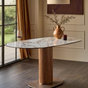 Vidal natural ceramic 6 seater dining table