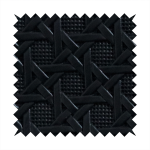 Laura Ashley Catanzaro Faux Leather Geometric Pattern In Black Colour Upholstery Fabric CTR-1827 Front