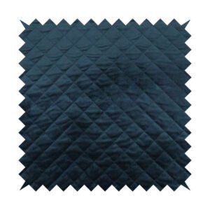 Laura Ashley LA Rothko Quilted Velvet Plain Upholstery Fabric In Navy Blue Colour Front