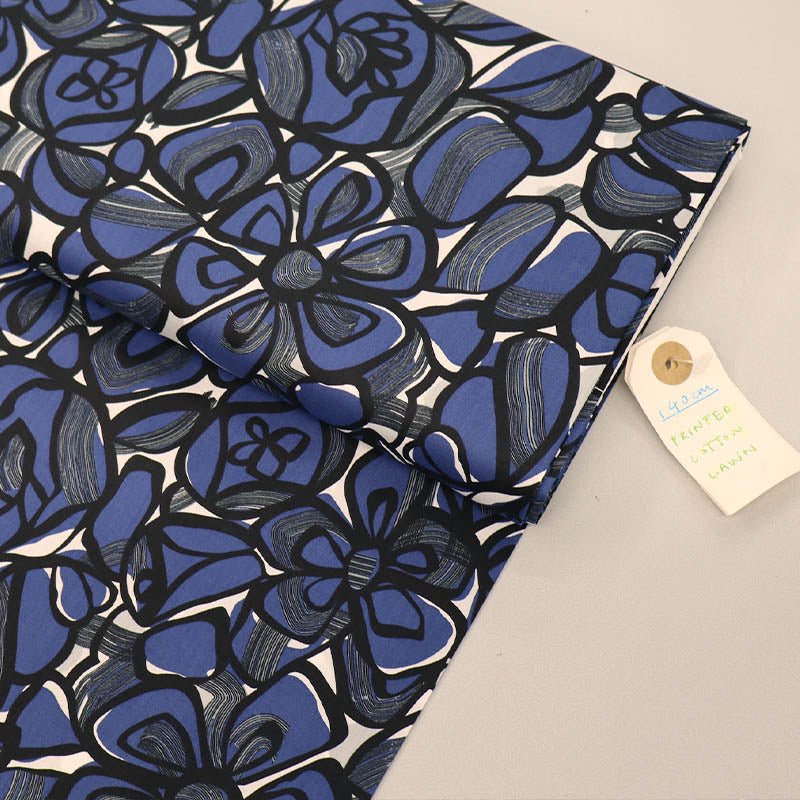 Dressmaking Floral Cotton Lawn Laura Ashley LA - Jane - Navy Front