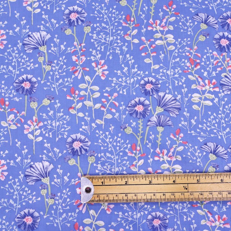 Laura Ashley LA Dressmaking Floral Cotton Lawn - Blue - Meadow Back