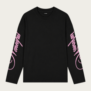 BLACK/PINK SCRIPT LONGSLEEVE